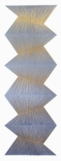 Jay Shinn Dyad Column #1 2020 colored pencil on paper 41 1/4" x 15 1/4" Moody Gallery