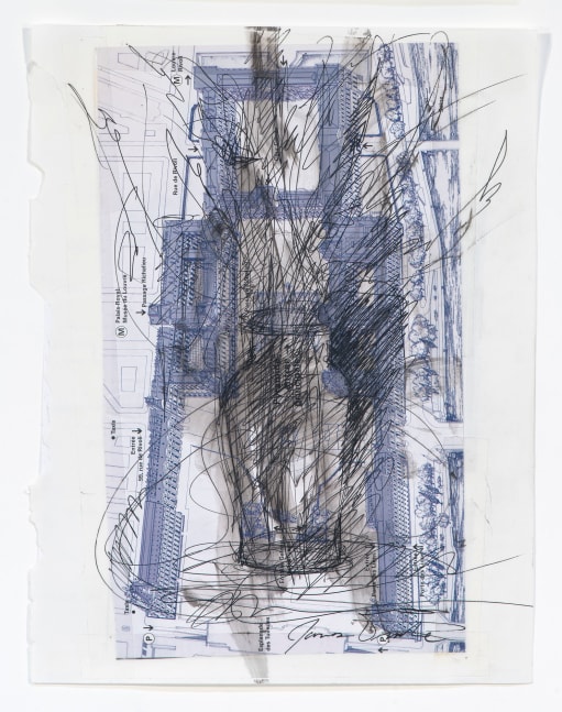 James Drake Flowers In The Louvre, 1989 ink on paper 10 3/4" x 8 1/2" JD 309