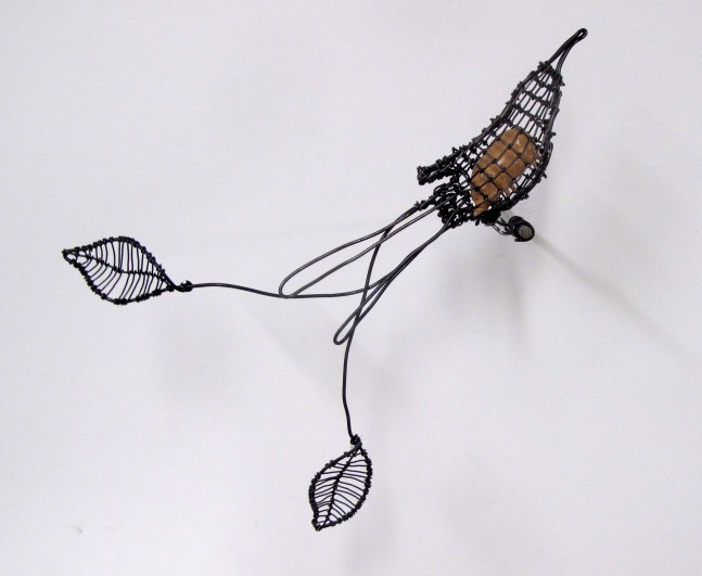 Helen Altman Pink Pig / Hummer, 2023 steel wire, vintage Britains lead pig, metal perch 4" x 10" x 4 1/2" HA 846