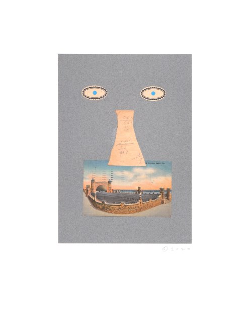 Jerry Jeanmard Daytona Tourist, 2020 collage on paper 20" x 15" JJ 285 Moody Gallery