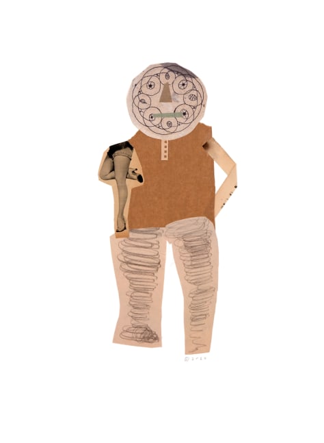 Jerry Jeanmard Four Legged Man, 2020 collage on paper 30" x 22" JJ 260 Moody Gallery