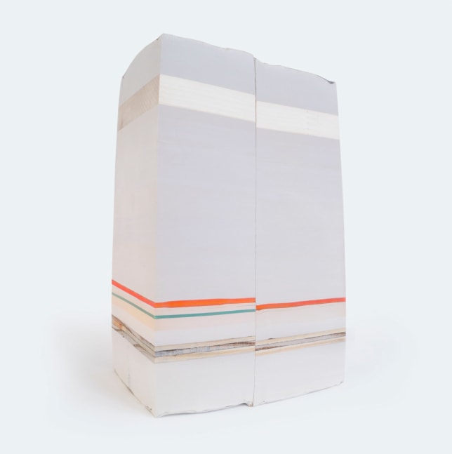 Bethany Johnson Findings: Orange Stripe, 2022 paper, plastic, plywood, wood, vinyl 9 1/4” x 6 1/4” x 4” BJ 154 Moody Gallery
