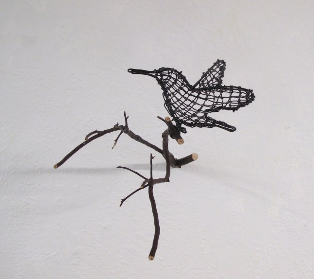 Helen Altman Hummer (facing right), 2022 wire and Manzanita branch 8" x 8" x 14" HA 825 Moody gallery