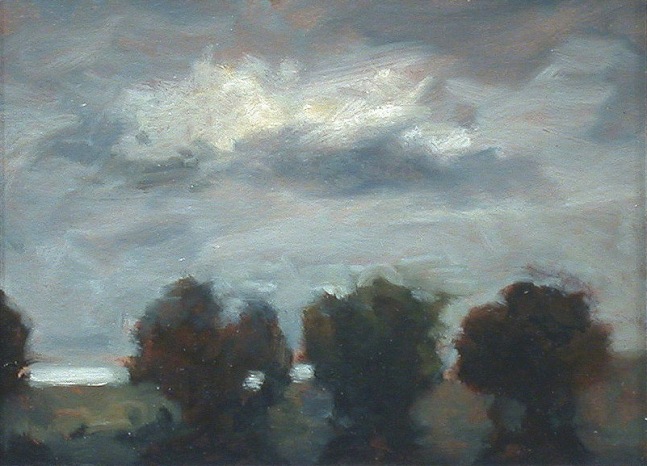 Jean Carruthers Wetta Three Bushes, One Cloud, 2007 oil on multi-media artboard 5" x 7" JCW 88 Moody gallery