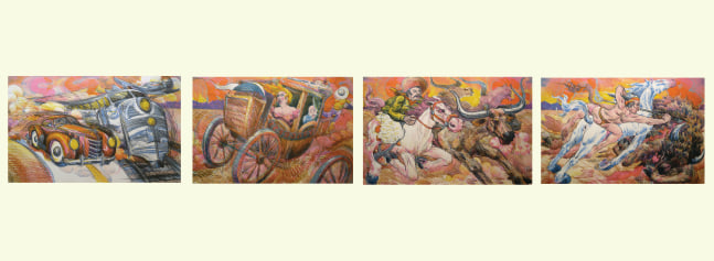 Luis Jimenez Progress Suite, 1976 suite of 4 lithographs, ed: 50 23 1/2" x 35 1/2" each Moody Gallery