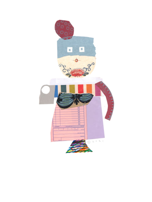 Jerry Jeanmard Fruity Tootie, 2021 collage on paper 20" x 15" JJ 282 Moody Gallery