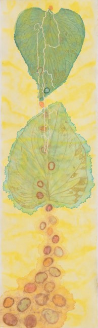 Liz Ward Greenstone Trail Tantra, 2021 watercolor, pastel, gouache, and collage on Japanese paper 67" x 20" LW 299 Moody Gallery