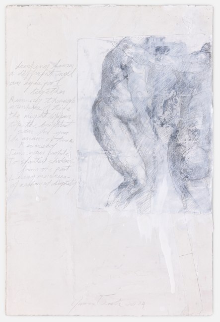 James Drake Drinking from a different well, 2024 silverpoint, collage, and ink on gessoed paper 21 1/8'' x 14 1/4'' JD 392, Moody Gallery