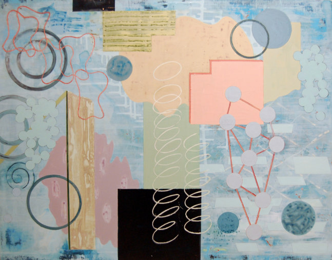 Pat Colville Ways and Means X, 2008 acrylic on canvas on board 36" x 46" PC 105 Moody Gallery