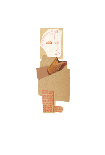 Jerry Jeanmard Right-Hand Man, 2013 collage on paper 22" x 15" JJ 89 Moody Gallery