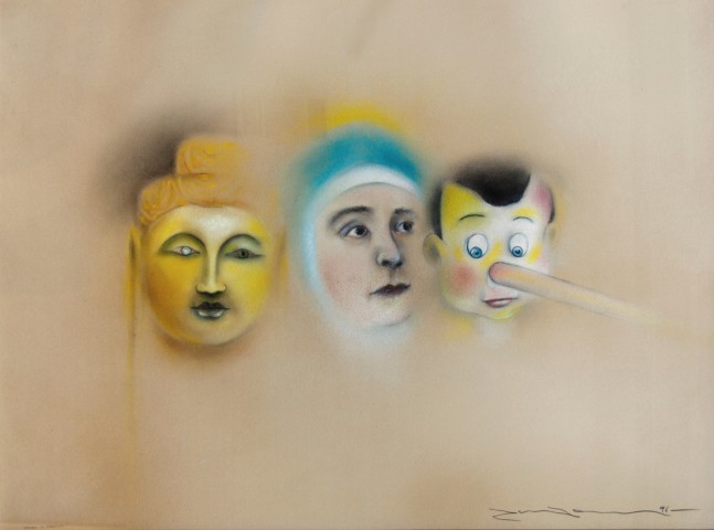 Terry Allen Trouble In Paradise, 1996 pastel, graphite, and colored pencil on paper 21 3/4" x 29 1/2" MC 923 Moody Gallery