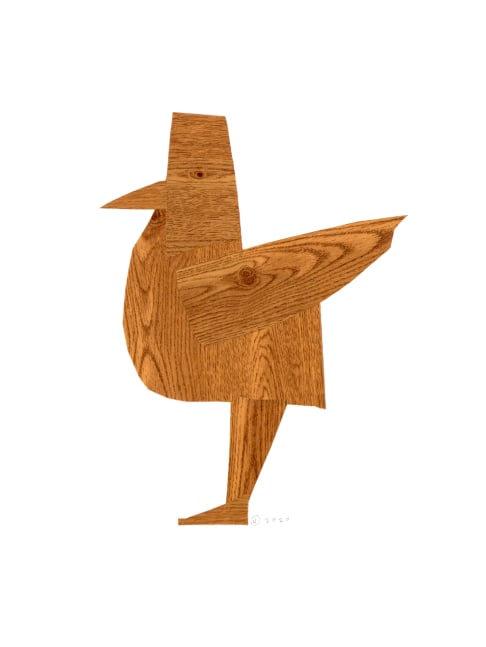 Jerry Jeanmard Woodhen, 2020 collage on paper 20 1/8" x 15 1/8" JJ 266 Moody Gallery