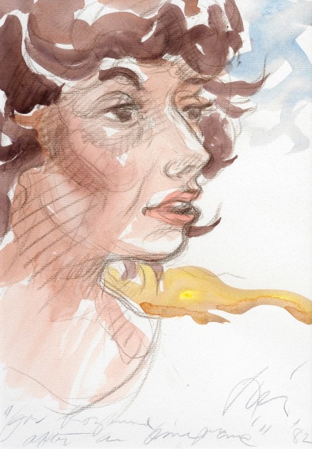 Luis Jimenez For Rozanne, 1982 watercolor and colored pencil on paper 13 1/4" x 9 1/4" MC 1028