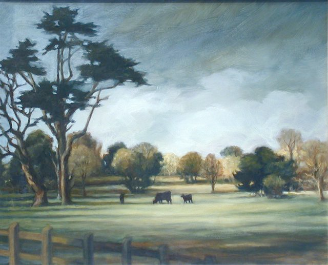 Jean Carruthers Wetta Monkey Puzzle Trees, 2007 oil on multi-media board 16 1/2" x 20 1/2" JCW 42 Moody Gallery