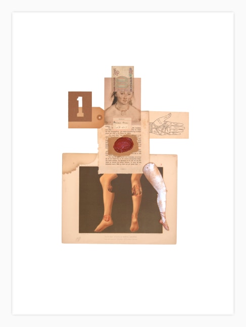 Jerry Jeanmard Woman with Open Wounds, 2012 collage on paper 30" x 22" JJ 150 Moody Gallery