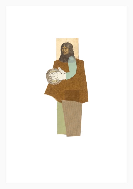 Jerry Jeanmard Hun With Hand, 2013 collage on paper 22" x 15" JJ 87 Moody Gallery