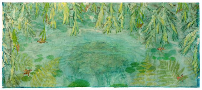 Liz Ward
Healing Pool, 2025
watercolor, pastel, colored pencils, and collage on Japanese paper
32" x 73 1/4"
LW 325