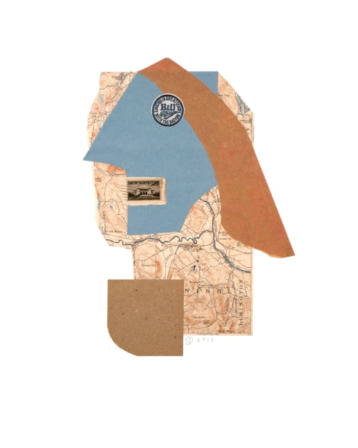 Jerry Jeanmard Traveler, 2019 collage on paper 20" x 16" JJ 233 Moody Gallery