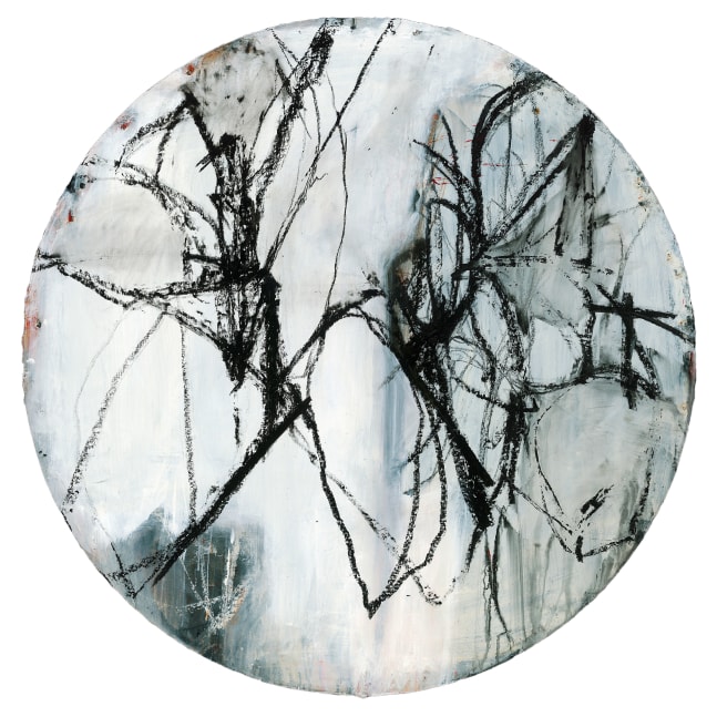 Andrea Rosenberg Tondo 7, 2022 mixed media on paper 56 1/2" diameter AR 88 Moody Gallery