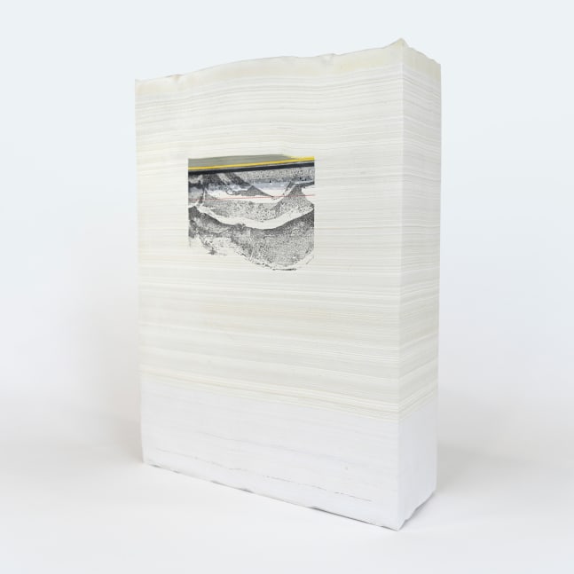 Bethany Johnson Mojave Plinth II, 2024 ink on mixed media (paper aluminum, latex, plastic, vinyl) 12 1/2'' x 9'' x 3'' BJ 189, Moody Gallery