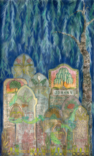 Liz Ward Weeping Willow, 2023 watercolor, pastel, and collage on paper 75 1/4” x 45 1/4” LW 336