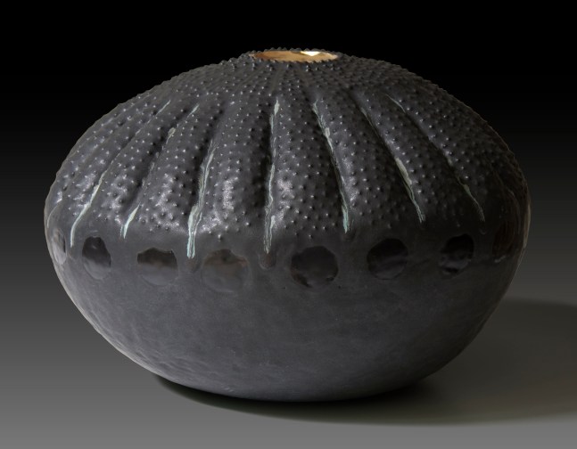Tracye Wear Offering Bowl; Black Seed, 2019 stoneware, glazes, gold luster 13" x 18" x 18" TW 46 Moody Gallery