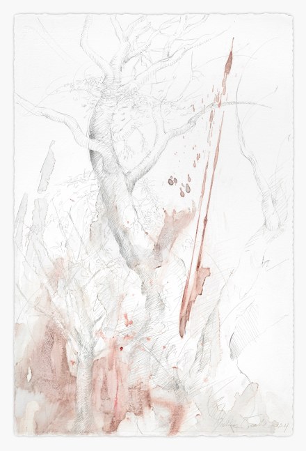 James Drake The Studio Outside, 2024 silverpoint, ink on gessoed paper 22 3/4" x 15" JD 375