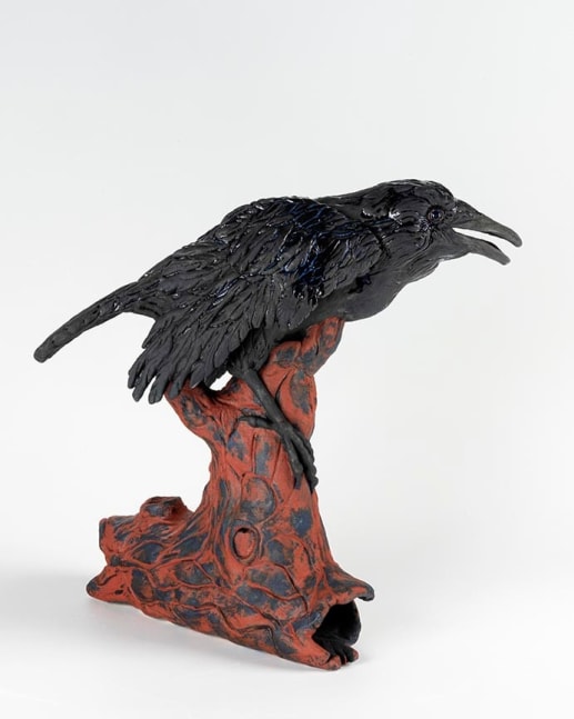 Melissa Miller Crow, 2018 clay with glazes 10 1/2" x 8 1/4" x 11 1/2" MM 85, Moody Gallery