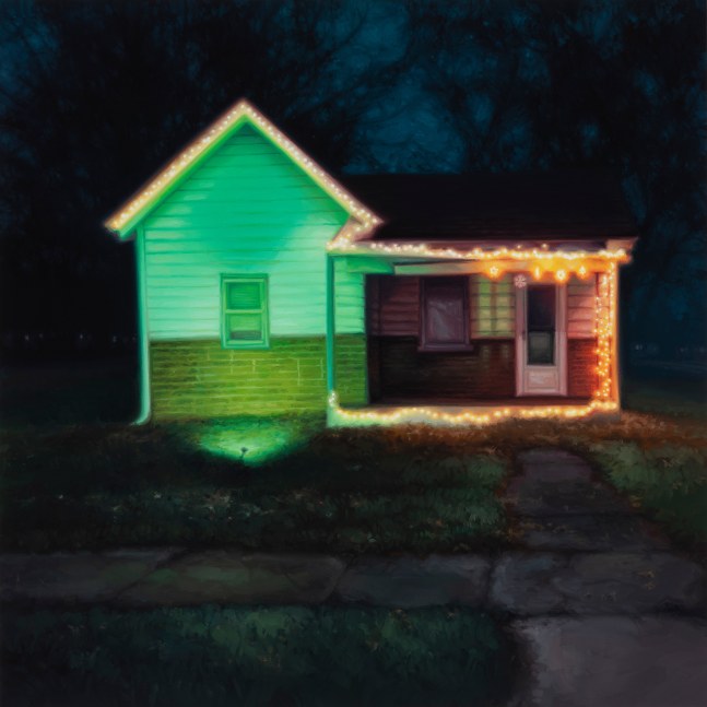 Sarah Williams Center Drive, 2024 oil on board 16'' x 16'' SW 111, Moody Gallery