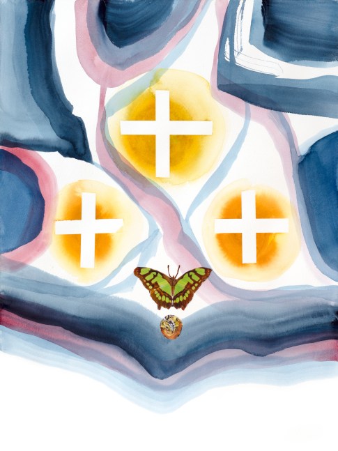 Arthur Turner Trinity, 2023 watercolor, ink and collage on paper 24" x 18" AT 2372 Moody Gallery