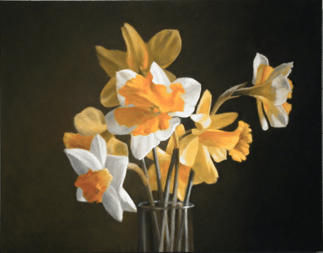 Jean Carruthers Wetta Daffodils, 2012 oil on masonite 11" x 14" x 1" JCW 32 Moody Gallery