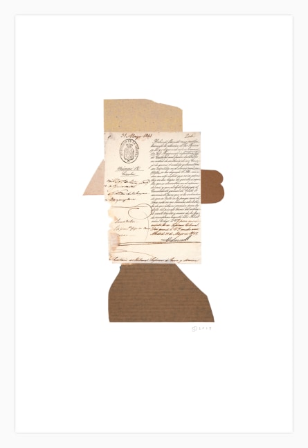 Jerry Jeanmard Calligrapher, 2019 collage on paper 22" x 15" JJ 212 Moody Gallery