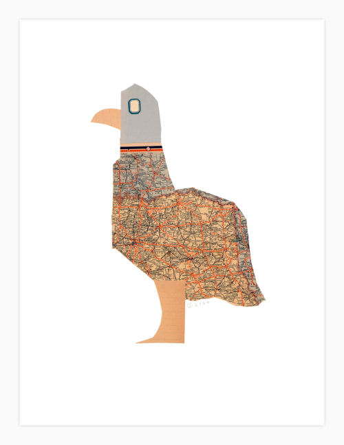 Jerry Jeanmard Traveller Pigeon, 2020 collage on paper 20 1/8" x 15 1/8" JJ 264 Moody Gallery