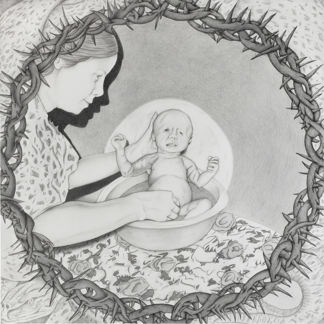 Michael Bise Mother and Son, 2024 graphite on paper 31" x 30 3/4" MB 142