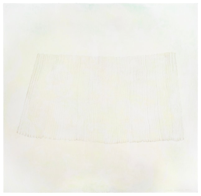 Liz Ward Falls, 2001 silverpoint on tinted gesso on paper 20 1/2" x 21" LW 338, Moody Gallery