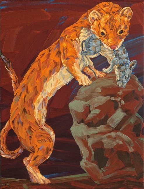 Melissa Miller Little Death, Weasel, 2013 oil on canvas 12" x 9" MM 74 Moody Gallery