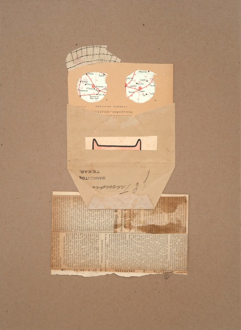 Jerry Jeanmard Cardboardsman, 2019 collage on paper 20 1/2" x 15" JJ 221 Moody Gallery