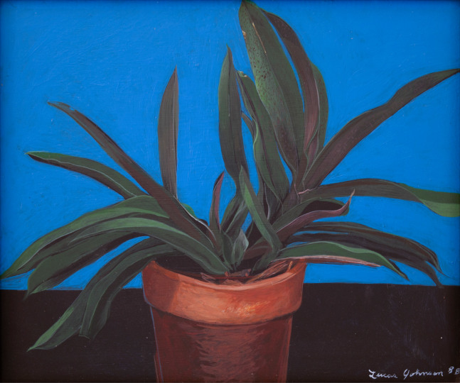 Lucas Johnson Doritis, 1988 acrylic on wood panel 10" x 12" LJ 312 Moody Gallery