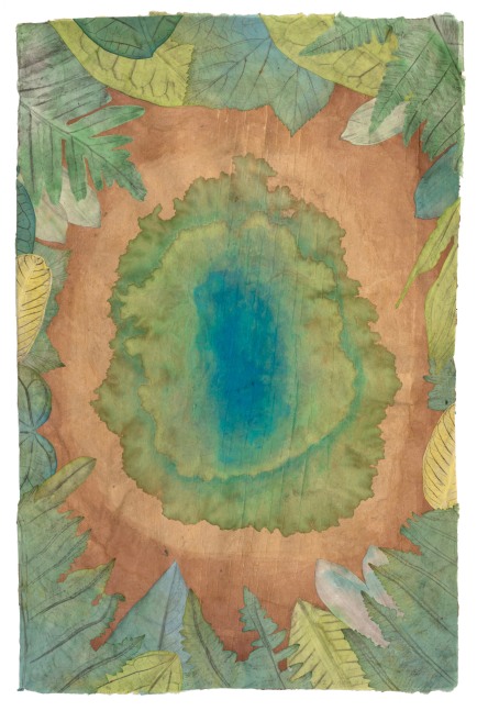 Liz Ward
Small Cenote, 2025
gouache, pastel, watercolor, graphite, and collage on amate paper
23" x 15"
LW 330