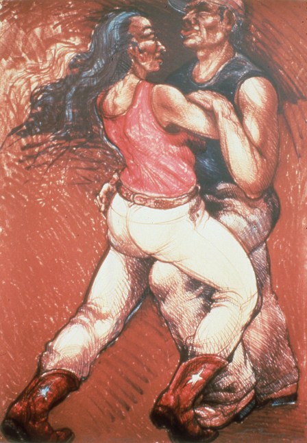 Luis Jiménez Texas Waltz, 1985 lithograph, ed: 38/50 48" x 31 1/2" LAJ 7 Moody Gallery