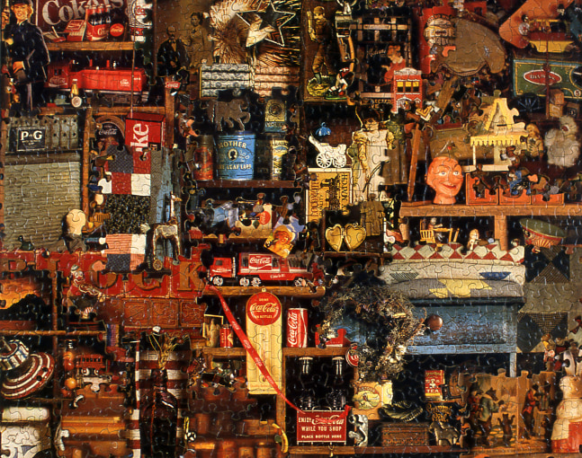 Al Souza While You Shop, 2003 puzzle parts and glue on wood 20" x 24" AS 975 Moody gallery