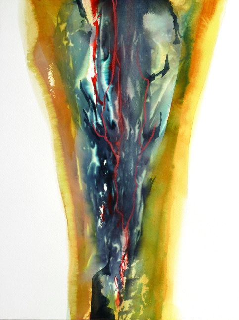 Arthur Turner Lightning Strike Series, #7, 2013 watercolor and prismacolor pencil on paper 16" x 12" AT 1837 Moody gallery
