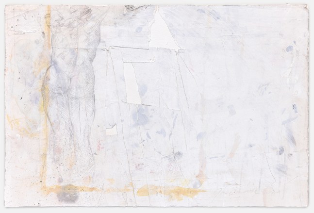 James Drake Untitled, 2024 silverpoint, collage, and ink on gessoed paper 15'' x 22 1/2'' JD 391, Moody Gallery