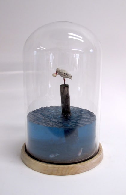 Helen Altman Delivery 2, 2023 cast plaster and resin, wood and glass 10 1/4" x 6 3/4" x 6 3/4" HA 864
