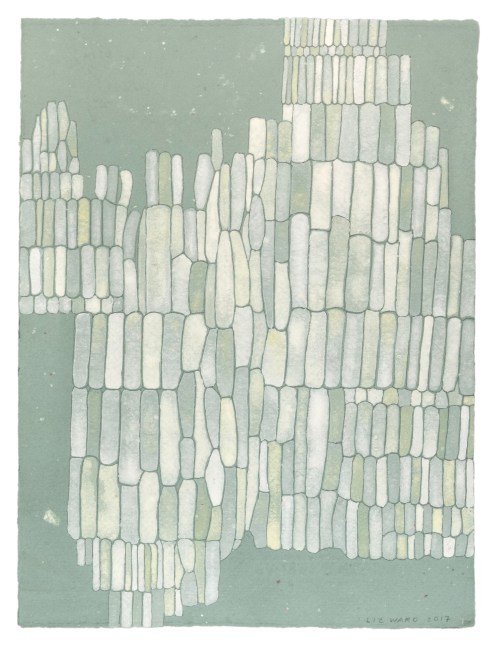 Liz Ward Ghostly Cell Assembly, 2017 watercolor on paper 13" x 9 3/4" LW 341, Moody Gallery