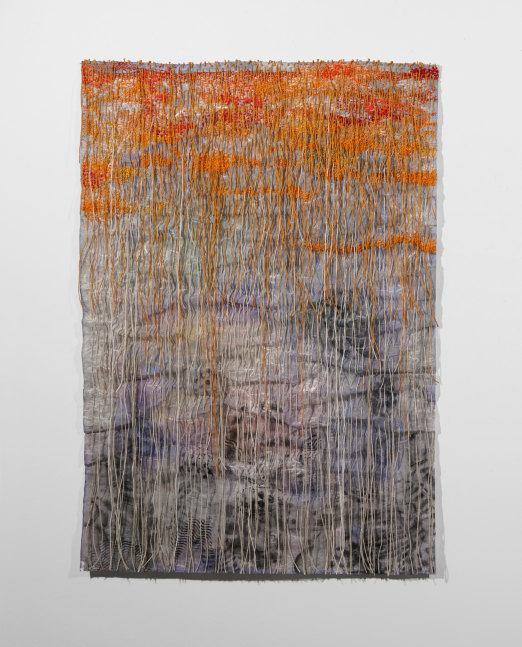 Sherry Tseng Hill for amber waves of grain, 2023 mulberry paper, acrylic paint, thread 35 1/2" x 24 1/2" STH 55 Moody Gallery