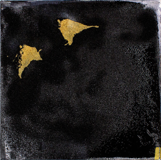 Gold Tooth (Cracked), 2008
Obsidian, sawdust, dye, and enamel on canvas
30 x 30 in. (76.2 x 76.2 cm)
rosy-0001-O