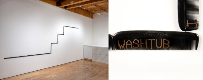 In Her Own Words,&amp;nbsp;2008
Cast plastic combs, wrapped thread
48 x 144 in. (121.9 x 365.8 cm)
Clar-1013-C
&amp;nbsp;

&amp;quot;I am a woman who came from the cotton fields of the south. I was promoted to the washtub.
I was promoted to the kitchen. I promoted myself to the business of hair on my own ground.&amp;quot;