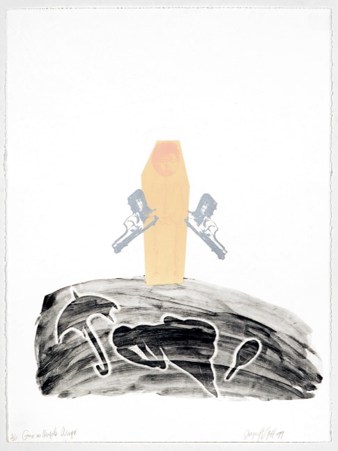 Soul Erased: Gun as Angel&amp;#39;s&amp;nbsp;Wings,&amp;nbsp;1999
Lithograph, screen print, embossing on Rives BFK
30 x&amp;nbsp;22 in.&amp;nbsp;(76.2 x 55.9 cm) each
Edition of 20
Published by Goya Contemporary/Goya-Girl Press
SCO-0070-CO