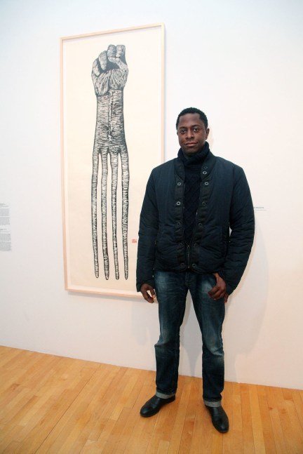 Sanford Biggers with&amp;nbsp;Afropick,&amp;nbsp;2005
Photo credit: Astrid Stawiarz, Getty Images